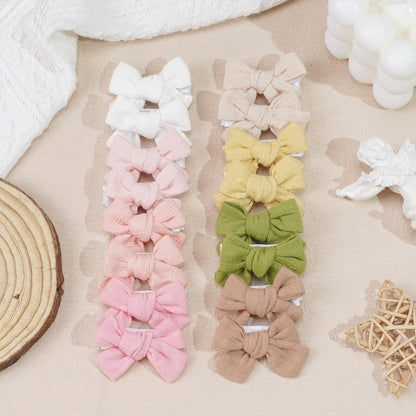JOYOYO Baby Bows Clips in 20 Colors - Cotton Linen Fabric Hair Bows Alligator Hair Clips for Baby Girls, Toddlers, Kids