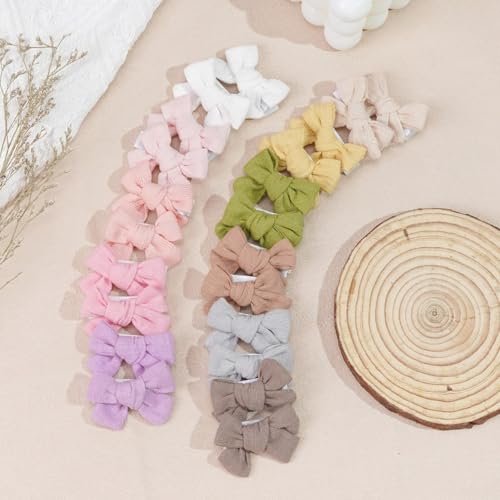 JOYOYO Baby Bows Clips in 20 Colors - Cotton Linen Fabric Hair Bows Alligator Hair Clips for Baby Girls, Toddlers, Kids - görsel 8