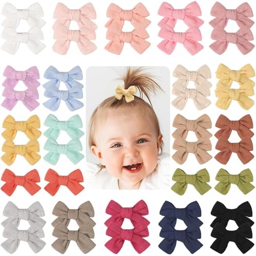 JOYOYO Baby Bows Clips in 20 Colors - Cotton Linen Fabric Hair Bows Alligator Hair Clips for Baby Girls, Toddlers, Kids - görsel 2