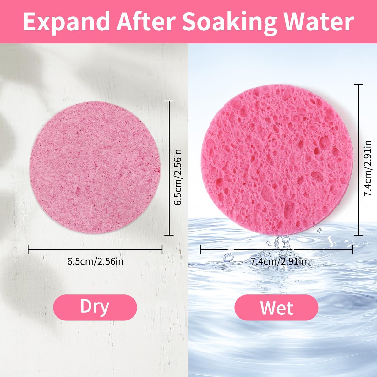 100-Count Compressed Facial Sponges - Natural Cellulose Face Sponges for Cleansing, Exfoliating, Makeup Removal & Spa Use - Travel Skincare Essentials for Women - görsel 11