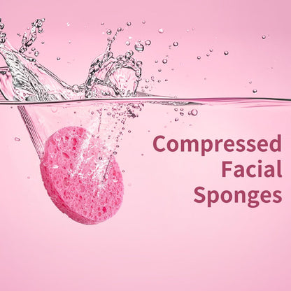 100-Count Compressed Facial Sponges - Natural Cellulose Face Sponges for Cleansing, Exfoliating, Makeup Removal & Spa Use - Travel Skincare Essentials for Women