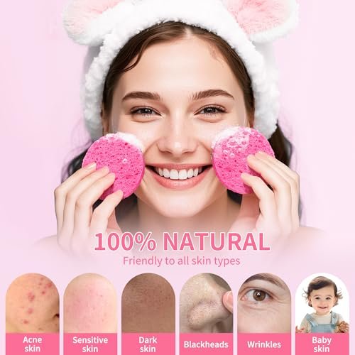 100-Count Compressed Facial Sponges - Natural Cellulose Face Sponges for Cleansing, Exfoliating, Makeup Removal & Spa Use - Travel Skincare Essentials for Women - görsel 6