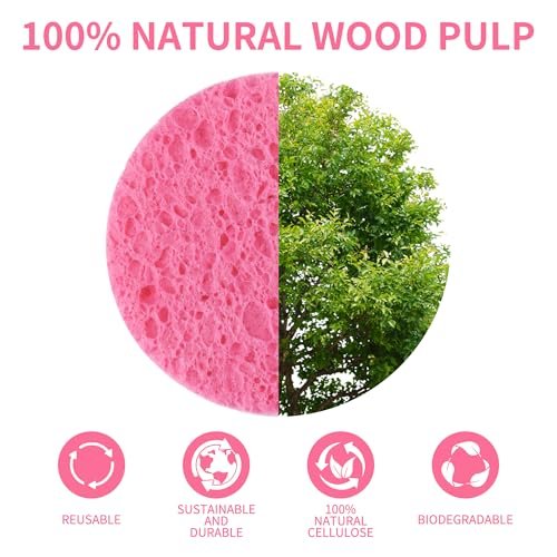 100-Count Compressed Facial Sponges - Natural Cellulose Face Sponges for Cleansing, Exfoliating, Makeup Removal & Spa Use - Travel Skincare Essentials for Women - görsel 14