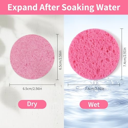 100-Count Compressed Facial Sponges - Natural Cellulose Face Sponges for Cleansing, Exfoliating, Makeup Removal & Spa Use - Travel Skincare Essentials for Women - görsel 12