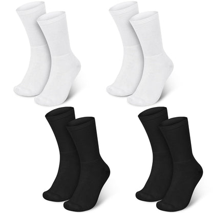 Silicherry 4 Pairs Cotton Soft Eczema Socks – White and Black, Hydrating Moisturizing Therapy for Adult Wet Wrap Relief