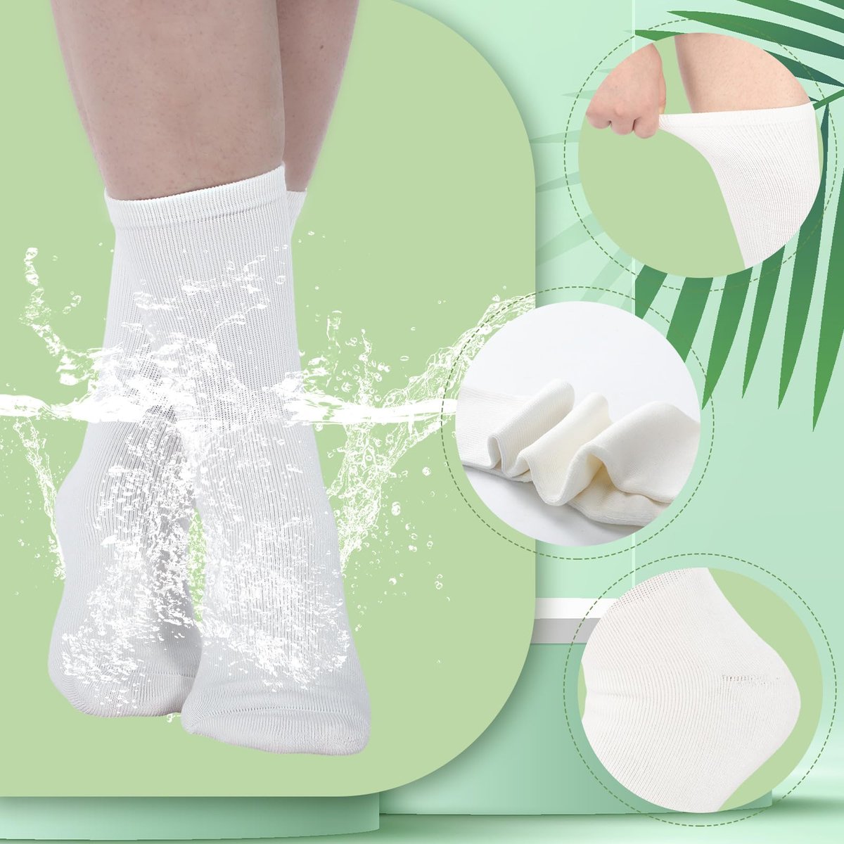 Silicherry 4 Pairs Cotton Soft Eczema Socks – White and Black, Hydrating Moisturizing Therapy for Adult Wet Wrap Relief - görsel 6