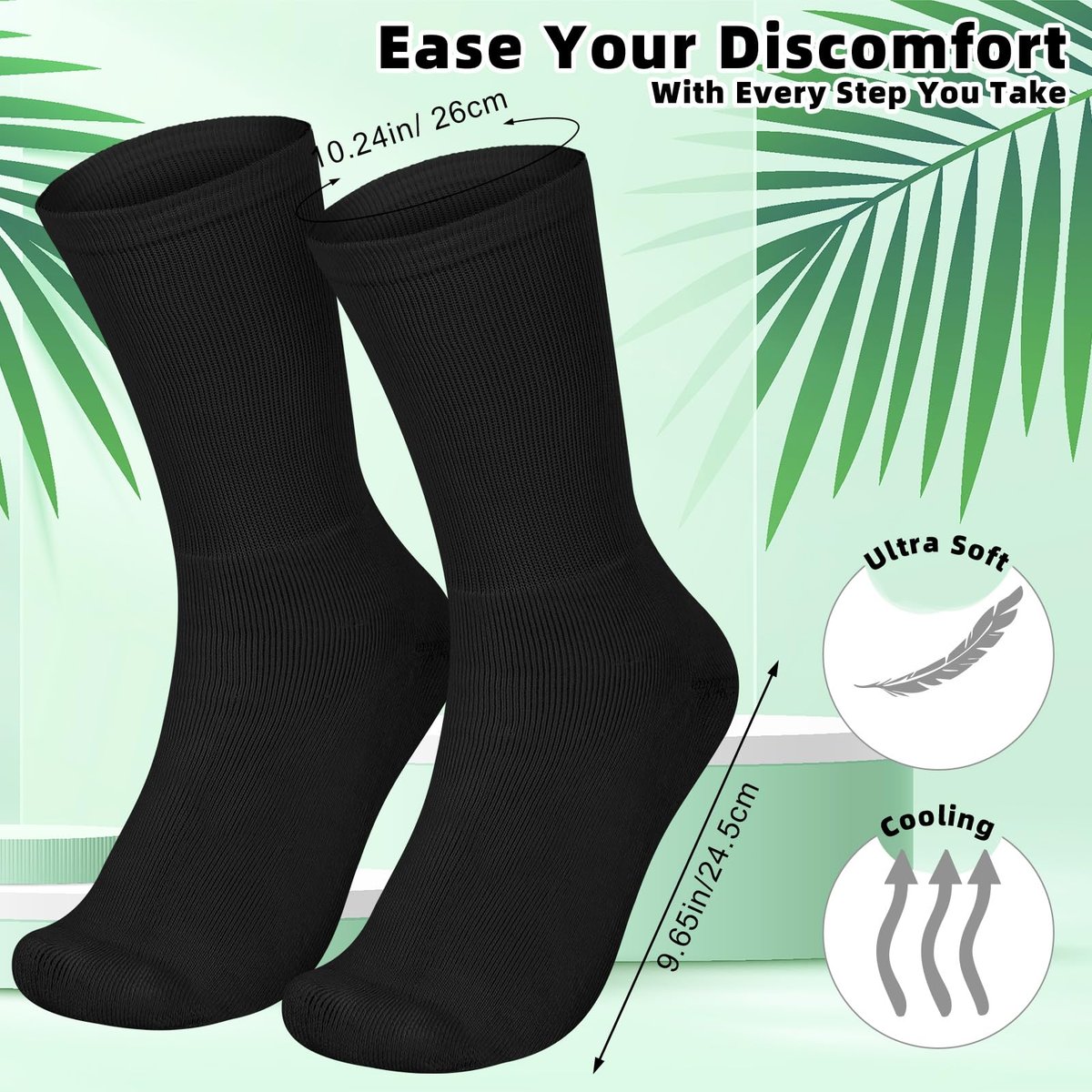 Silicherry 4 Pairs Cotton Soft Eczema Socks – White and Black, Hydrating Moisturizing Therapy for Adult Wet Wrap Relief - görsel 4