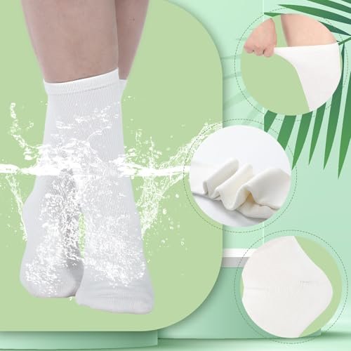Silicherry 4 Pairs Cotton Soft Eczema Socks – White and Black, Hydrating Moisturizing Therapy for Adult Wet Wrap Relief - görsel 5