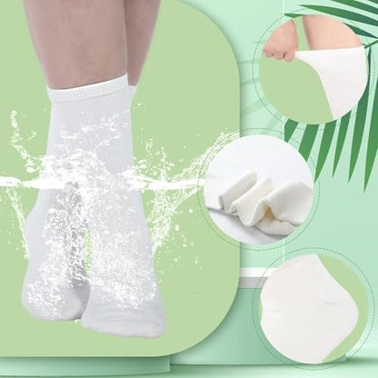 Silicherry 4 Pairs Cotton Soft Eczema Socks – White and Black, Hydrating Moisturizing Therapy for Adult Wet Wrap Relief