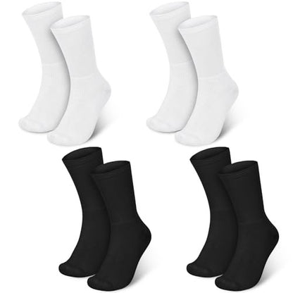 Silicherry 4 Pairs Cotton Soft Eczema Socks – White and Black, Hydrating Moisturizing Therapy for Adult Wet Wrap Relief