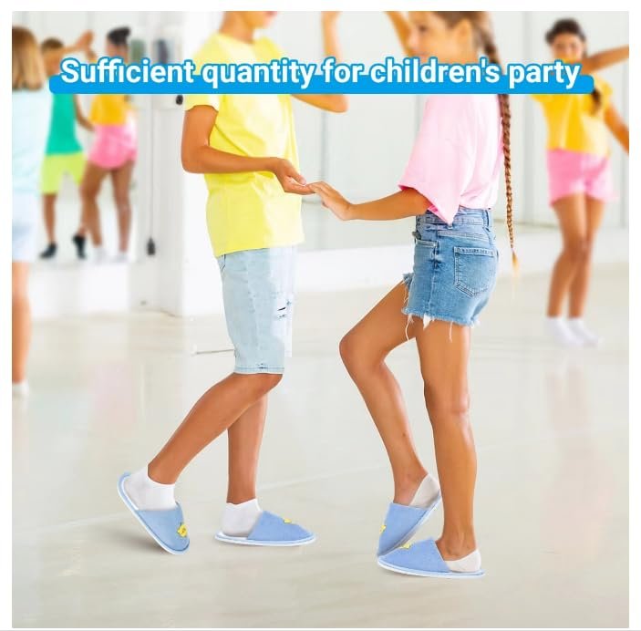 NUHUi 6 Pairs Disposable Spa Slippers for Kids - Smiley Yellow Chicken Face Design, Size 2.5-3 (4-8 Years), Cotton - görsel 5