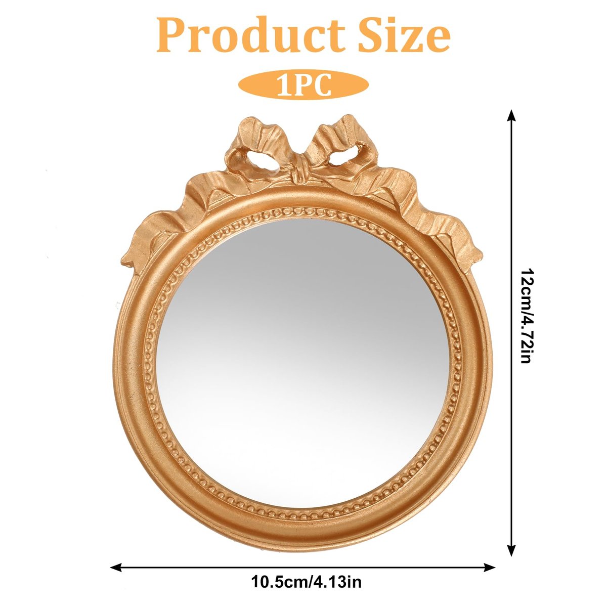Small Wall Mirror 4.2'' Gold Vintage Makeup Desk Mirror - Traditional Round Table Mirror with Resin Frame, Decorative Hanging Mirror for Bedroom, Bathroom, Tabletop, Wall Avelisse
