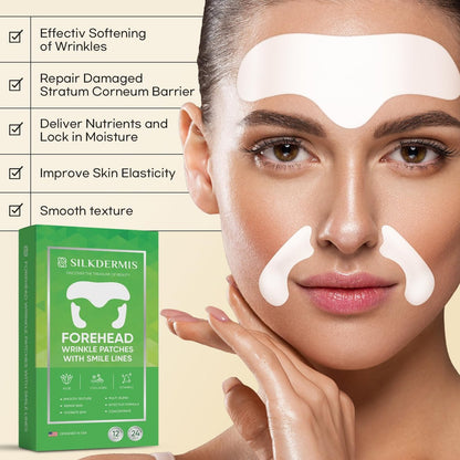 SILKDERMIS Smile Line and Forehead Wrinkle Patches – 24 Smile Line + 12 Forehead Patches with Aloe, Collagen & Vitamin E Avelisse