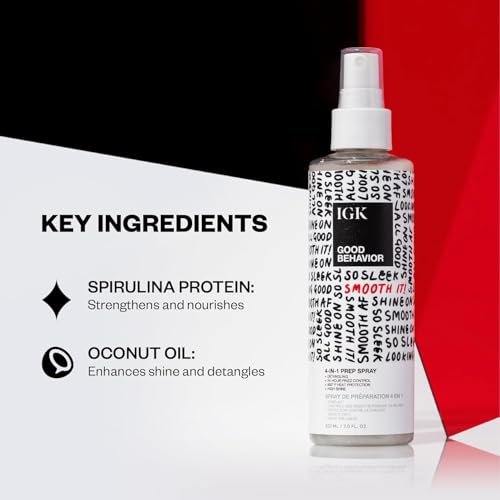 IGK GOOD BEHAVIOR Smoothing Frizz Fighters Travel Set | 4-in-1 Prep Spray + Spirulina Protein Smoothing Spray | Frizz Control & Heat Protectant | Vegan & Cruelty Free Avelisse