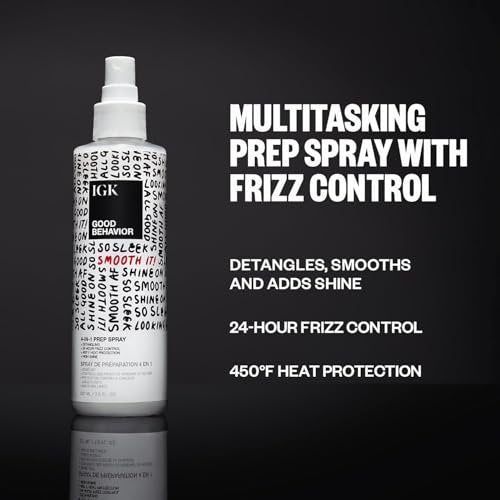 IGK GOOD BEHAVIOR Smoothing Frizz Fighters Travel Set | 4-in-1 Prep Spray + Spirulina Protein Smoothing Spray | Frizz Control & Heat Protectant | Vegan & Cruelty Free Avelisse