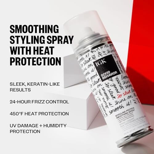 IGK GOOD BEHAVIOR Smoothing Frizz Fighters Travel Set | 4-in-1 Prep Spray + Spirulina Protein Smoothing Spray | Frizz Control & Heat Protectant | Vegan & Cruelty Free Avelisse