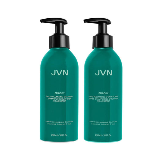 JVN Embody Volumizing Shampoo and Conditioner Set – Color Safe Clarifying Hair Care for Fullness, Moisture & Shine, Sulfate & Silicone Free, 10 Fl Oz Each Avelisse