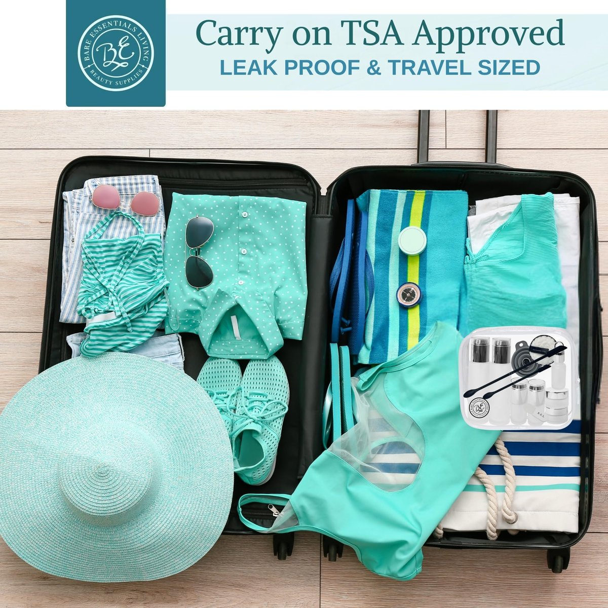 14-Piece Travel Skincare Containers Set with TSA-Approved Toiletry Bag & Glass Bottles – Leakproof Pump, Spray & Dropper Bottles for Serum, Moisturizer, Oil & Cream (Silver, 3.4 oz) Avelisse
