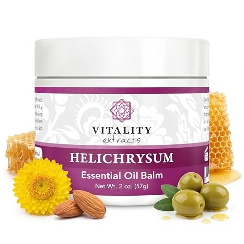 Vitality Extracts Helichrysum Balm - 2oz, Ultra-Moisturizing Skin Healing with Beeswax & Almond Oil Avelisse