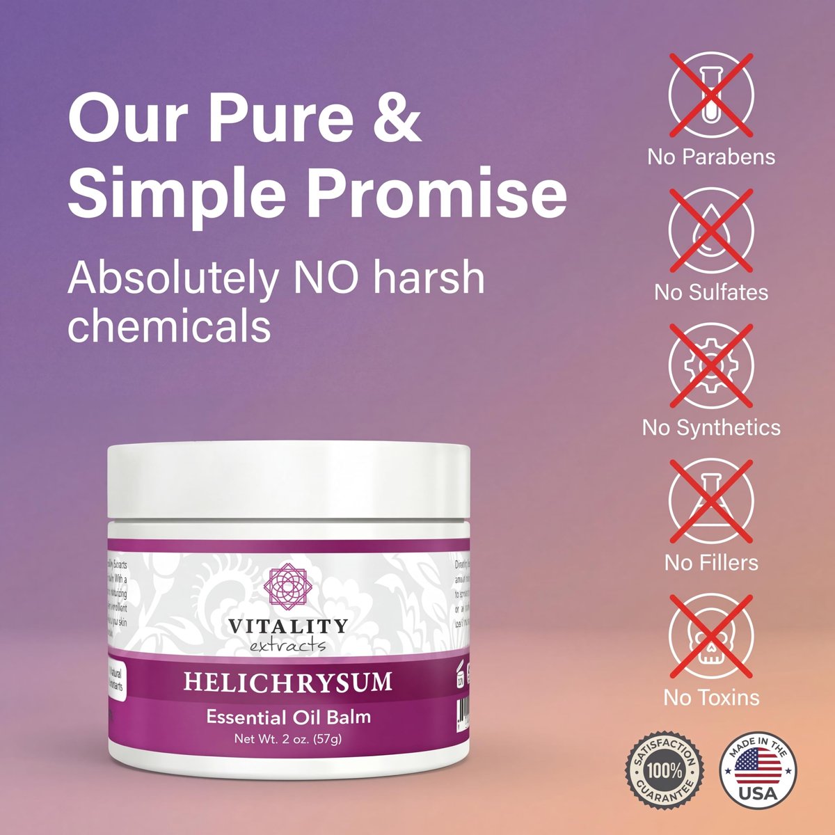 Vitality Extracts Helichrysum Balm - 2oz, Ultra-Moisturizing Skin Healing with Beeswax & Almond Oil Avelisse
