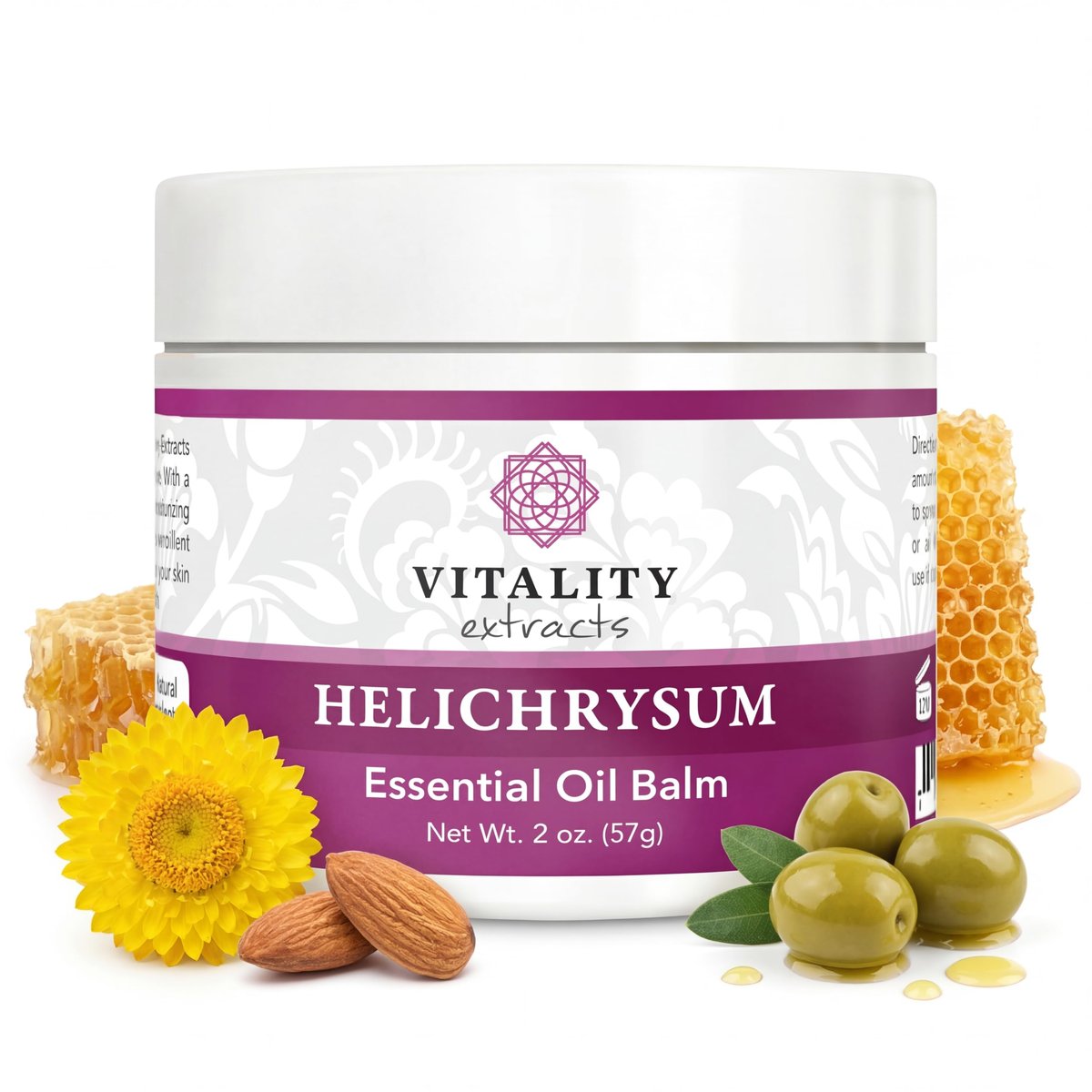 Vitality Extracts Helichrysum Balm - 2oz, Ultra-Moisturizing Skin Healing with Beeswax & Almond Oil Avelisse