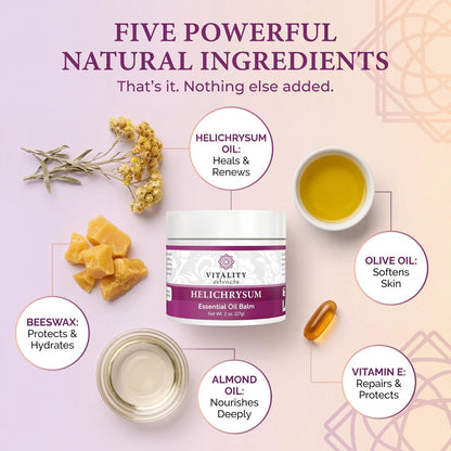 Vitality Extracts Helichrysum Balm - 2oz, Ultra-Moisturizing Skin Healing with Beeswax & Almond Oil Avelisse