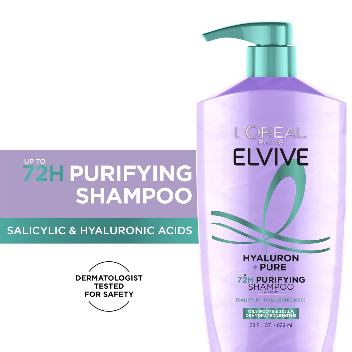 L'Oreal Paris Elvive Hyaluron + Pure Shampoo and Conditioner Set - Clarifying Shampoo & Rehydrating Conditioner with Salicylic Acid and Hyaluronic Acid, 28 Fl Oz (Pack of 2) Avelisse