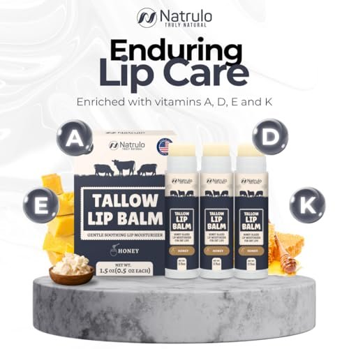 Beef Tallow Lip Balm – Natural Tallow & Beeswax Chapstick – Hydrating Moisturizer with Grass Fed Bison Tallow – Soothes Chapped Dry Lips, Sensitive Skin – Long Lasting Vitamin Rich USA-Made 3-Pack - görsel 8
