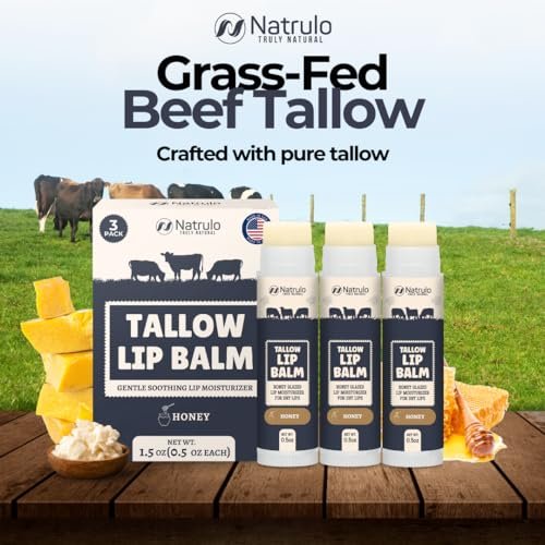 Beef Tallow Lip Balm – Natural Tallow & Beeswax Chapstick – Hydrating Moisturizer with Grass Fed Bison Tallow – Soothes Chapped Dry Lips, Sensitive Skin – Long Lasting Vitamin Rich USA-Made 3-Pack - görsel 4