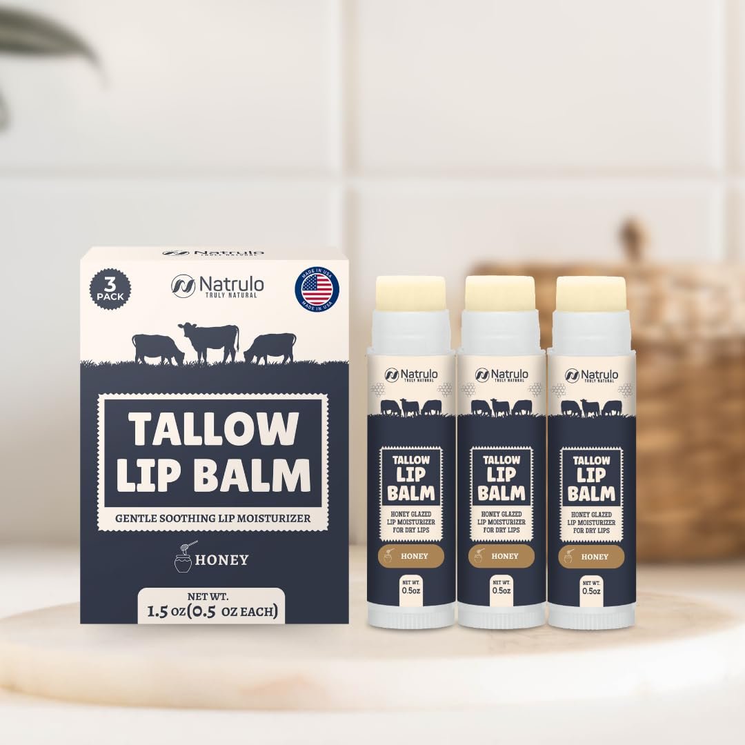 Beef Tallow Lip Balm – Natural Tallow & Beeswax Chapstick – Hydrating Moisturizer with Grass Fed Bison Tallow – Soothes Chapped Dry Lips, Sensitive Skin – Long Lasting Vitamin Rich USA-Made 3-Pack - görsel 15