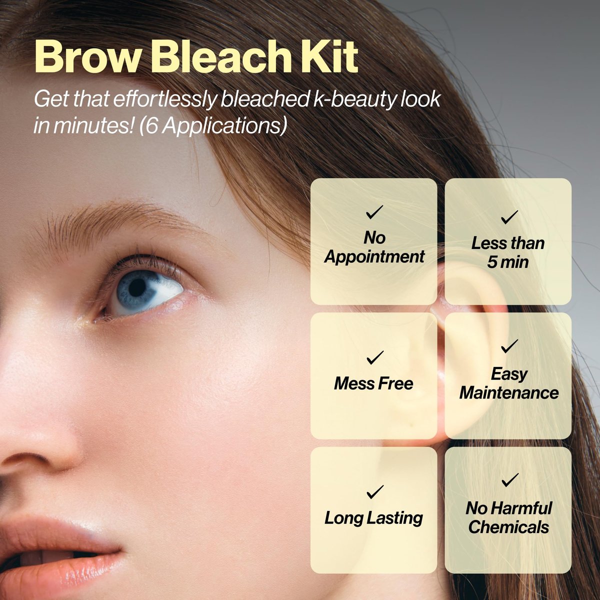 ENTROPY Eyebrow Bleach Kit – At-Home Eyebrow Lightener, Ammonia-Free Formula, Up to 6 Uses, Fast Brow Lightening for Light Blonde Results Avelisse