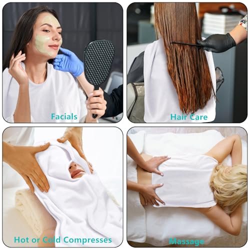 DEAYOU 6 Pack U-Shaped Facial Towels for Estheticians - Soft Microfiber Spa Towels for Steam, Massage, Beauty Salons, Split Design, White (15.7 x 23.6 Inches) Avelisse