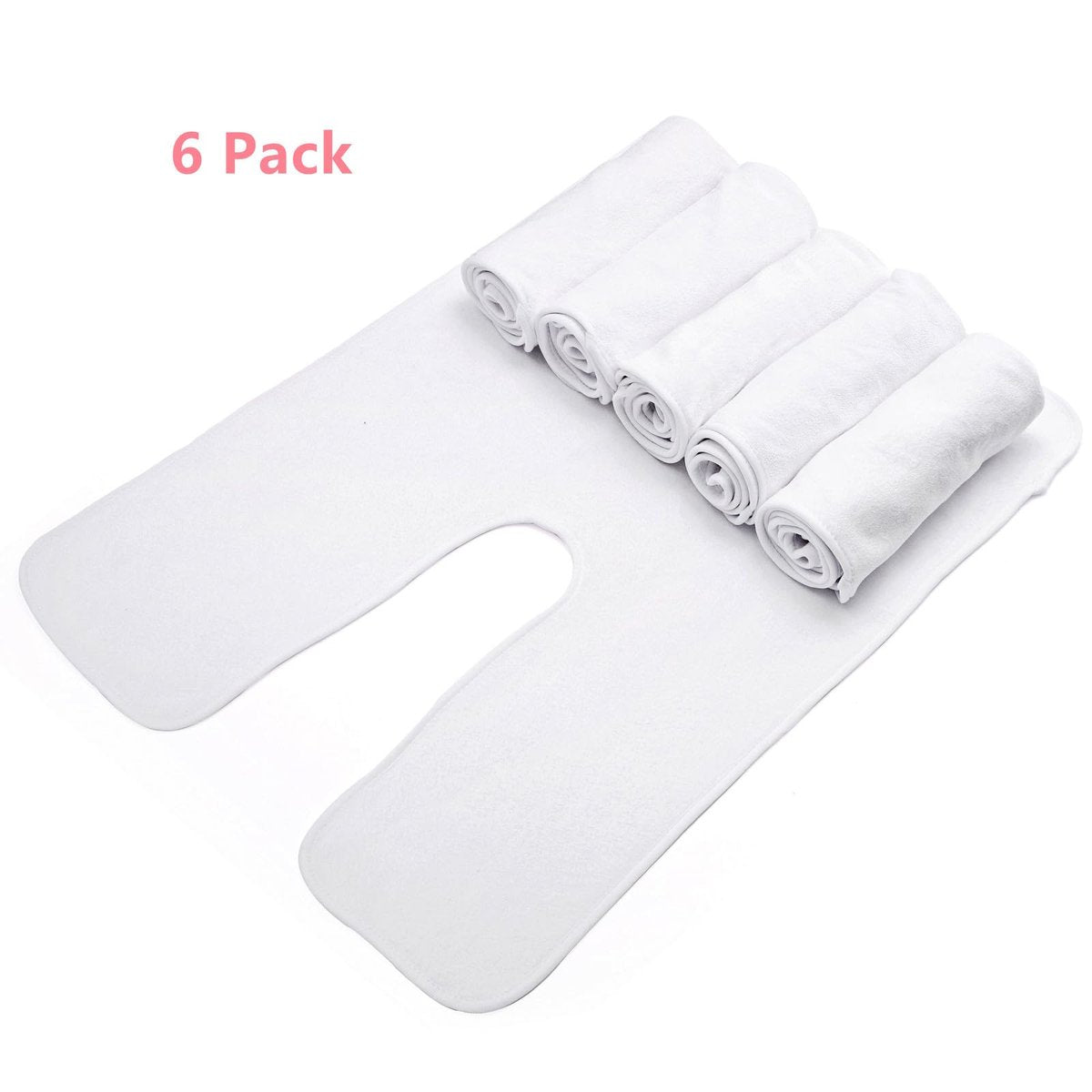 DEAYOU 6 Pack U-Shaped Facial Towels for Estheticians - Soft Microfiber Spa Towels for Steam, Massage, Beauty Salons, Split Design, White (15.7 x 23.6 Inches) Avelisse
