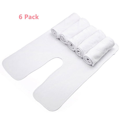 DEAYOU 6 Pack U-Shaped Facial Towels for Estheticians - Soft Microfiber Spa Towels for Steam, Massage, Beauty Salons, Split Design, White (15.7 x 23.6 Inches) Avelisse