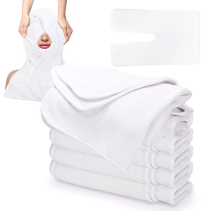 DEAYOU 6 Pack U-Shaped Facial Towels for Estheticians - Soft Microfiber Spa Towels for Steam, Massage, Beauty Salons, Split Design, White (15.7 x 23.6 Inches) Avelisse