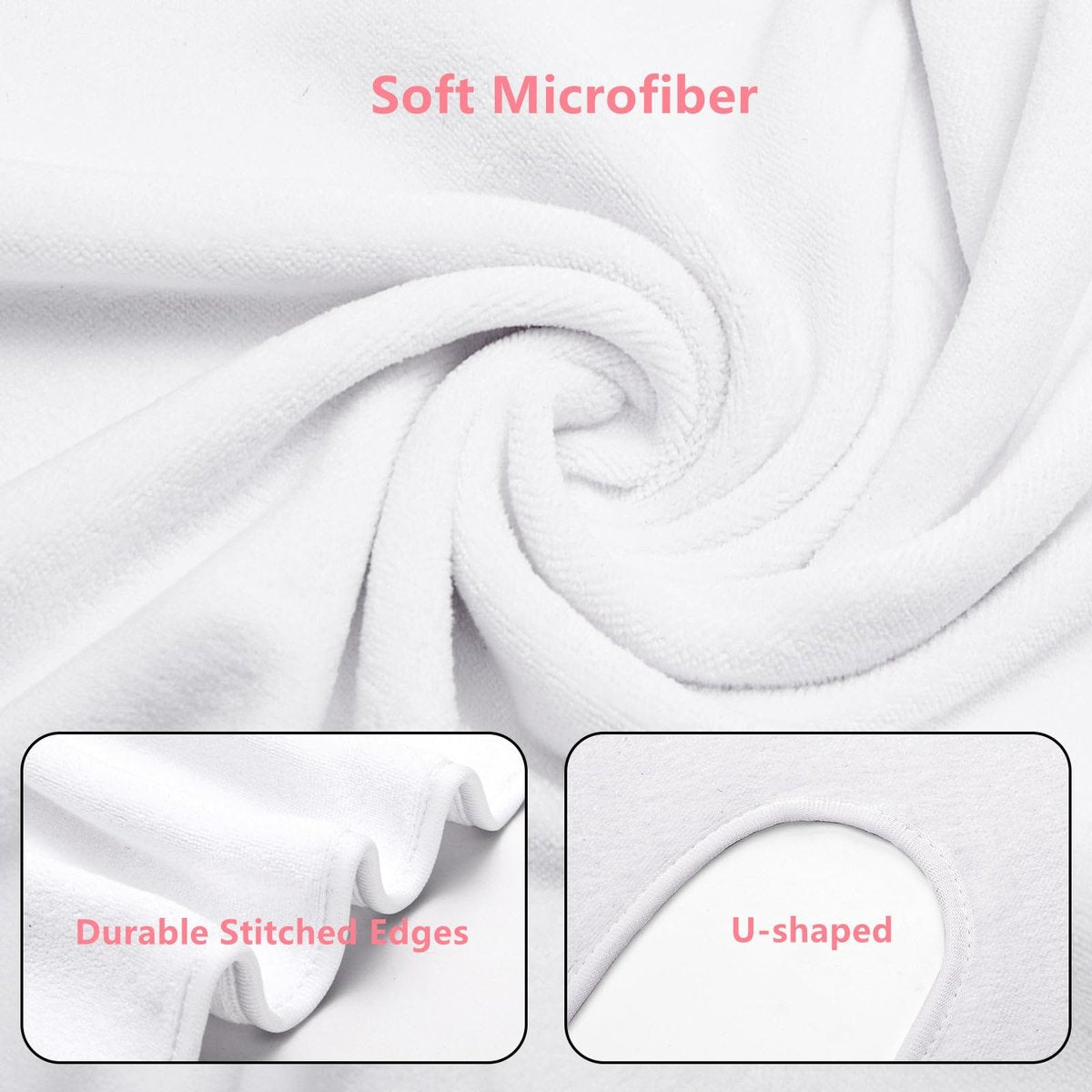 DEAYOU 6 Pack U-Shaped Facial Towels for Estheticians - Soft Microfiber Spa Towels for Steam, Massage, Beauty Salons, Split Design, White (15.7 x 23.6 Inches) Avelisse