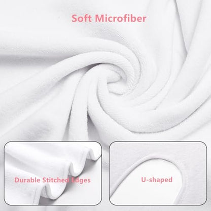 DEAYOU 6 Pack U-Shaped Facial Towels for Estheticians - Soft Microfiber Spa Towels for Steam, Massage, Beauty Salons, Split Design, White (15.7 x 23.6 Inches) Avelisse