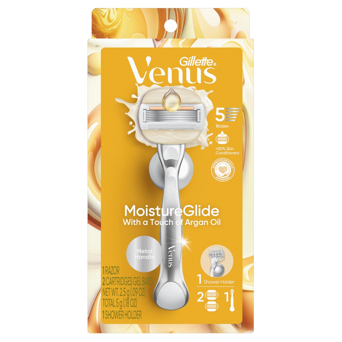 Gillette Venus Moistureglide Women's Razor with Reusable Handle, 2 Blade Refills & Shower Holder - görsel 18