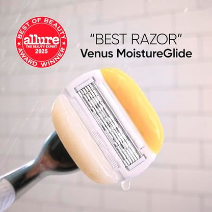 Gillette Venus Moistureglide Women's Razor with Reusable Handle, 2 Blade Refills & Shower Holder
