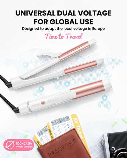Mooqlizz Dual Voltage Curling Iron - Mini Travel Size 1.2 Inch Ceramic Tourmaline Hair Straightener with Adjustable Temperature, European Plug Included Avelisse