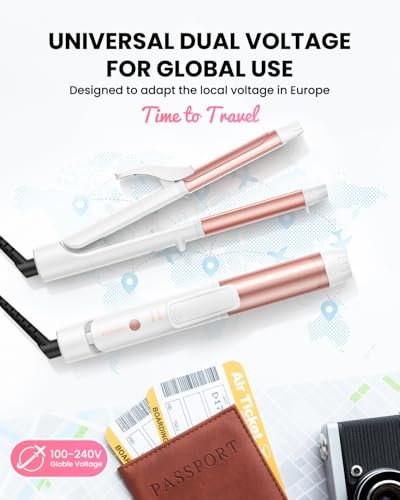 Mooqlizz Dual Voltage Curling Iron - Mini Travel Size 1.2 Inch Ceramic Tourmaline Hair Straightener with Adjustable Temperature, European Plug Included Avelisse