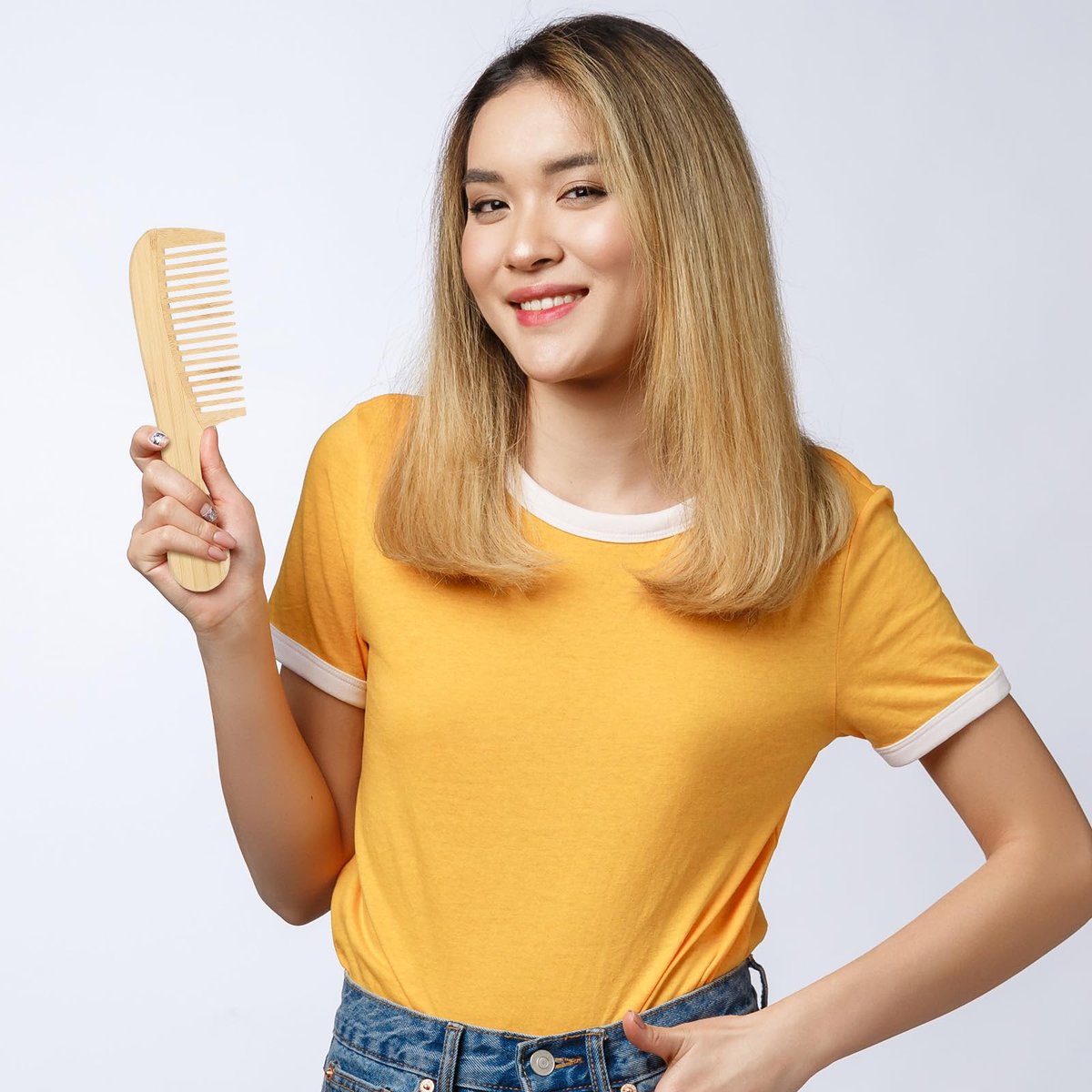 3-Piece Natural Handmade Bamboo Anti-Static Comb Set – Wide Tooth, Rat Tail & Fine Tooth for Hair and Beard Avelisse