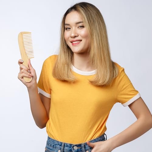 3-Piece Natural Handmade Bamboo Anti-Static Comb Set – Wide Tooth, Rat Tail & Fine Tooth for Hair and Beard Avelisse