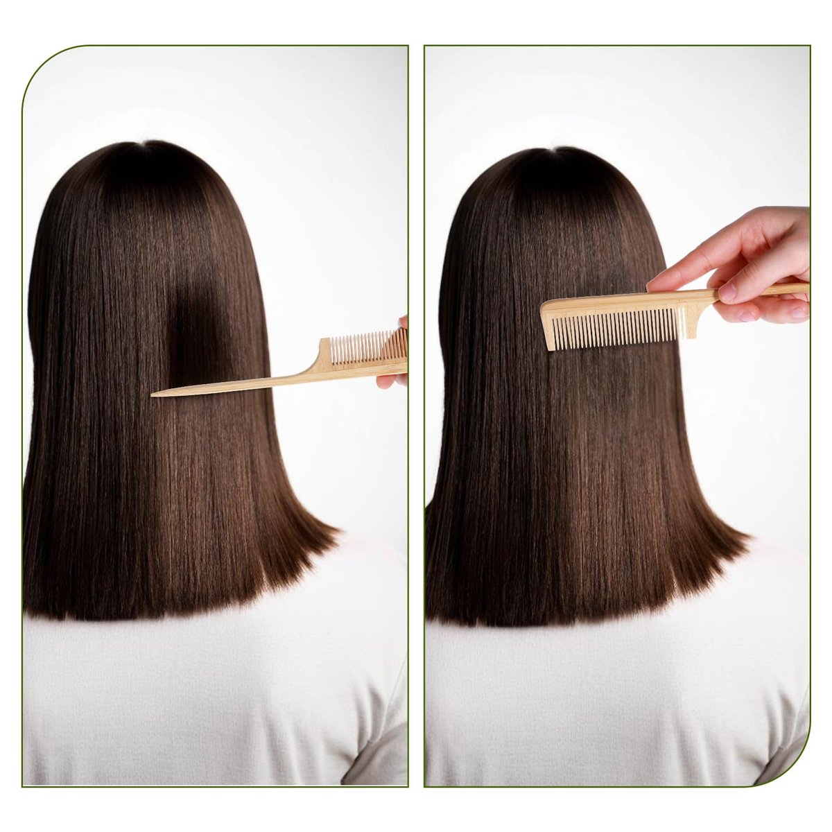 3-Piece Natural Handmade Bamboo Anti-Static Comb Set – Wide Tooth, Rat Tail & Fine Tooth for Hair and Beard Avelisse