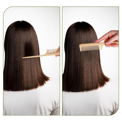 3-Piece Natural Handmade Bamboo Anti-Static Comb Set – Wide Tooth, Rat Tail & Fine Tooth for Hair and Beard Avelisse