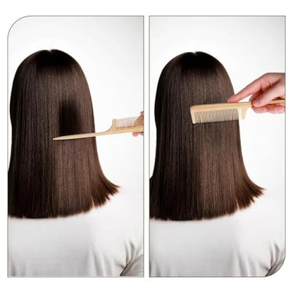 3-Piece Natural Handmade Bamboo Anti-Static Comb Set – Wide Tooth, Rat Tail & Fine Tooth for Hair and Beard Avelisse