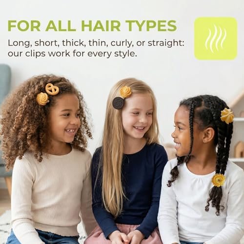 BXBibxiy 7-Piece Cookie Hair Clips Set - Cute Y2K Hair Accessories for Girls & Women - Small Gifts for Girls - Crazy Hair Day - Resin Plastic - görsel 4