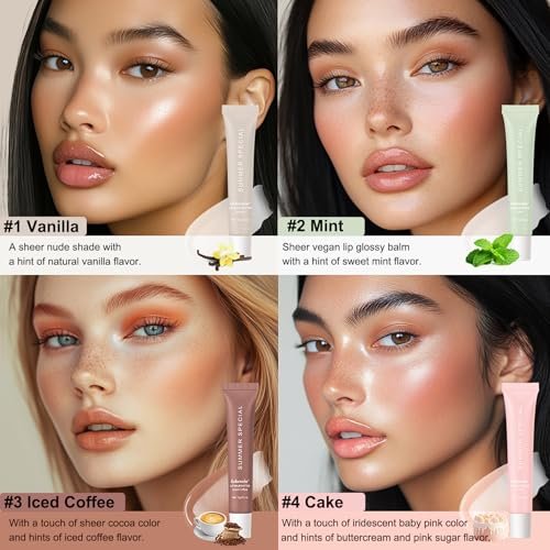 Lakerain 4 PCS Lip Glossy Butter Nourishing Balm Set - Lightweight, Non-Sticky, Long-Lasting Lip Care - görsel 6