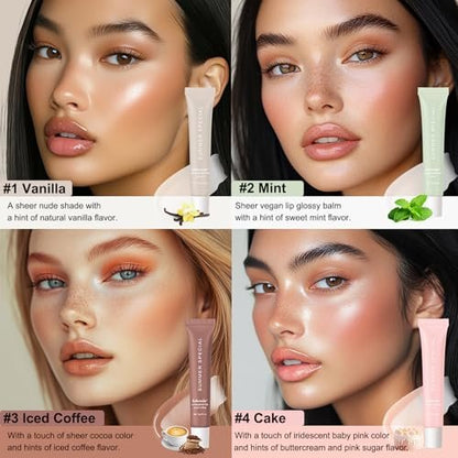 Lakerain 4 PCS Lip Glossy Butter Nourishing Balm Set - Lightweight, Non-Sticky, Long-Lasting Lip Care