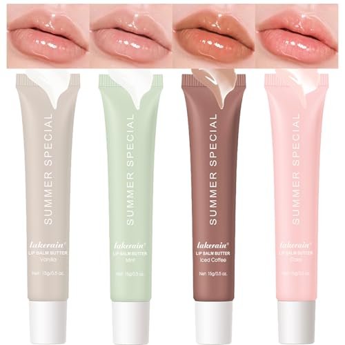 Lakerain 4 PCS Lip Glossy Butter Nourishing Balm Set - Lightweight, Non-Sticky, Long-Lasting Lip Care - görsel 2